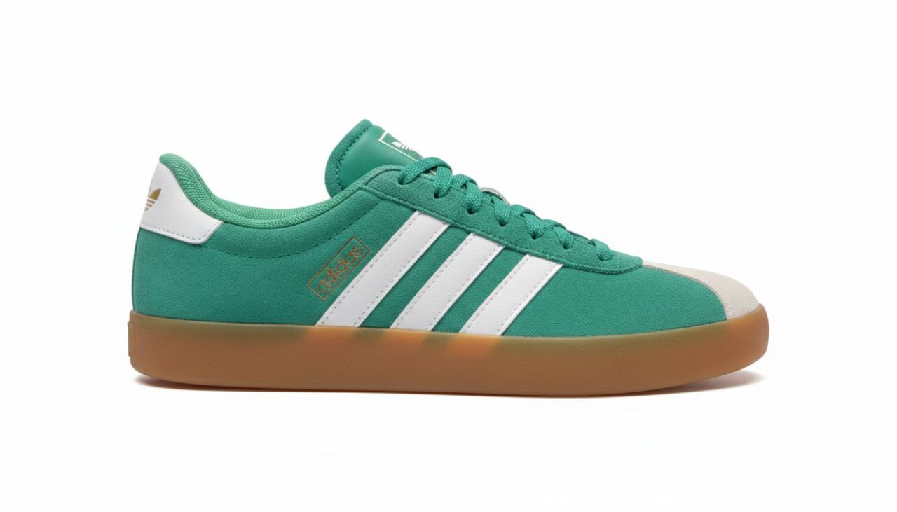VL Court 3.0 de gamuza verde con suela de goma color caramelo